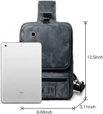 Small Black Sling Crossbody Backpack Shoulder Bag for Men Women Vintage PU Leather Sling Backpack Cycling USB Charger - Image 5